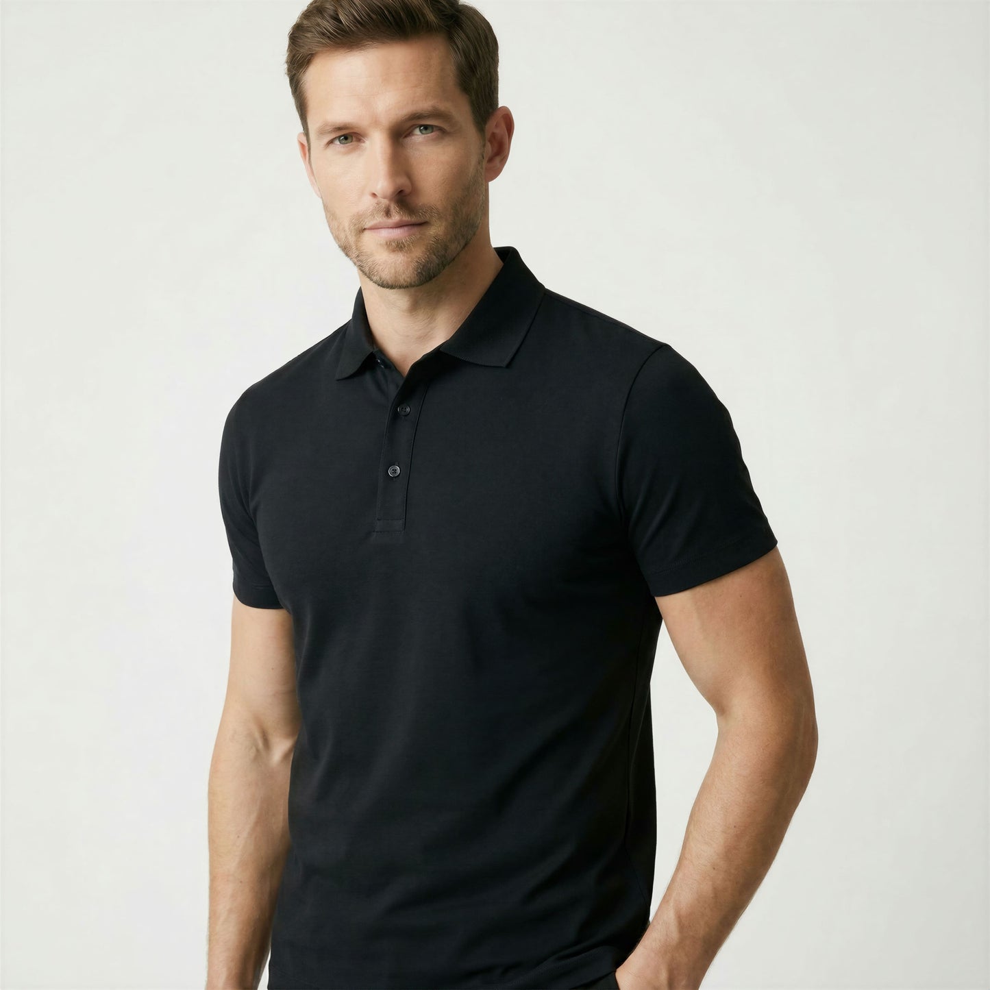 Camisa Polo Masculina em Seda Gelo