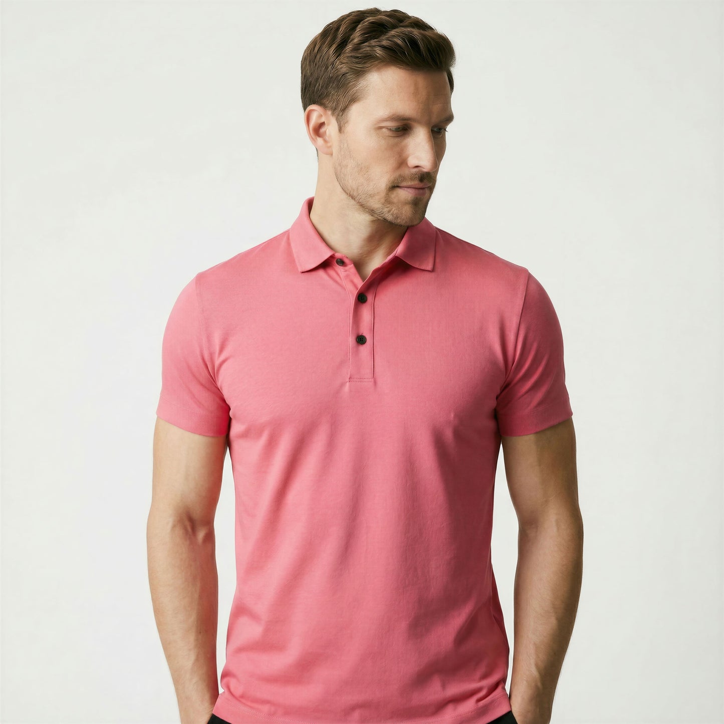 Camisa Polo Masculina em Seda Gelo