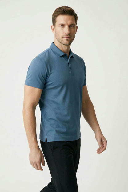 Camisa Polo Masculina em Seda Gelo