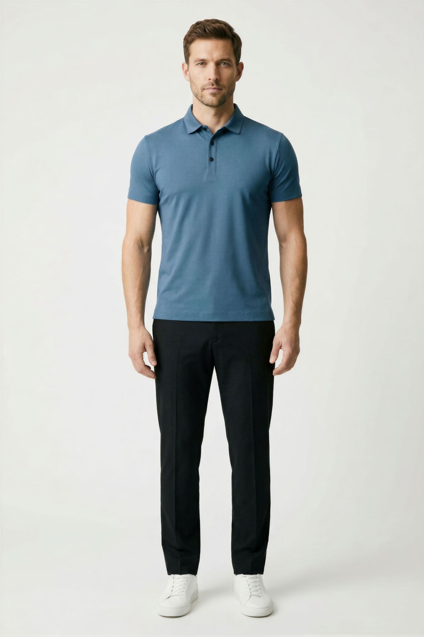 Camisa Polo Masculina em Seda Gelo