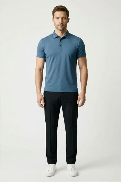 Camisa Polo Masculina em Seda Gelo