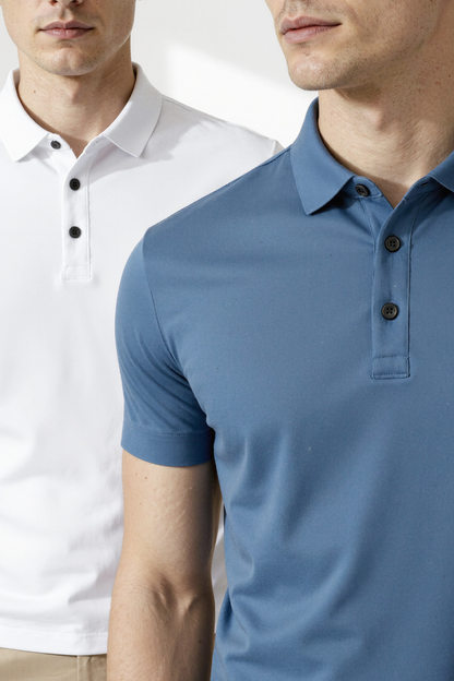 Camisa Polo Masculina em Seda Gelo